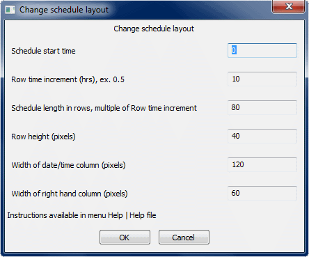 Graphical schedule layout